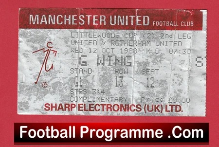 Manchester United v Rotherham United 1988 - Match Ticket - Image 2