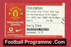 Manchester United v Sheffield United 2003 - Youth Cup Final Ticket - football memorabilia
