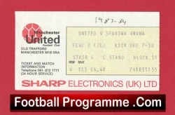 Manchester United v Spartak Varna 1983 - Match Ticket - football memorabilia