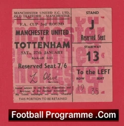 Manchester United v Tottenham 1968 - Ticket FA Cup Game - football memorabilia