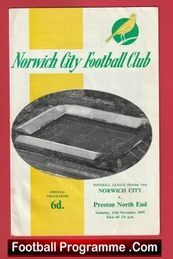 Norwich City v Preston 1965 - football programme