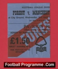 Nottingham Forest v Manchester United 1980 – Match Ticket