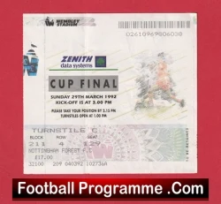 Nottingham Forest v Southampton 1992 - Cup Final Ticket - football memorabilia