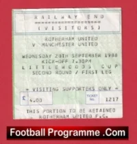 Rotherham United v Manchester United 1988 – Match Ticket