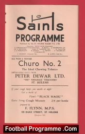 St Helens Rugby v Workington 1960 – Rugby Programmes
