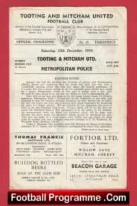 Tooting Mitcham United v Metropolitan Police 1958 – Met Police