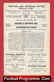 Tooting Mitcham United v Metropolitan Police 1958 – Met Police