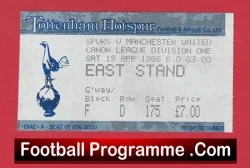 Tottenham Hotspur v Manchester United 1986 - Match Ticket - football memorabilia