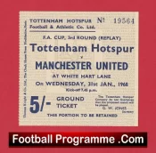 Tottenham Hotspur v Manchester United 1968 – Ticket FA Cup Replay
