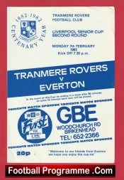 Tranmere Rovers v Everton 1983 – Reserves Liverpool Senior Cup