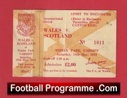 Wales v Scotland 1979 - Football Ticket - football memorabilia