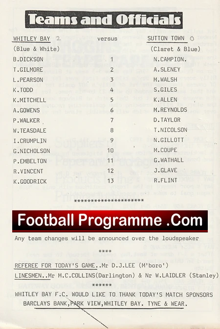 Whitley Bay v Sutton Town 1988 - Image 3