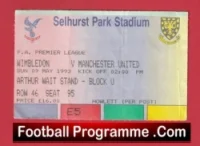 Wimbledon v Manchester United 1993 – Ticket 1st Premier League Champions