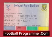 Wimbledon v Manchester United 1993 – Ticket 1st Premier League Champions