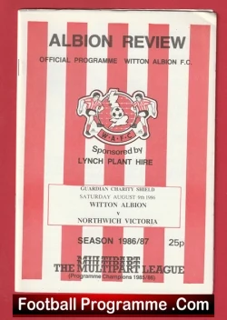 Witton Albion v Northwich Victoria 1986 - Charity Shield - football programme