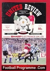Manchester United v Manchester City 1991 Multi Autographs Signed + Fergie