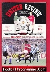 Manchester United v Manchester City 1991 Multi Autographs Signed + Fergie
