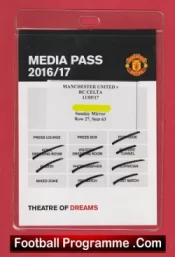 Manchester United v RC Celta 2017 – Media Pass Ticket