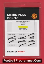 Manchester United v RC Celta 2017 – Media Pass Ticket