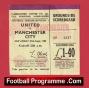 Manchester United v Manchester City 1980 – Football Ticket