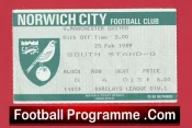 Norwich City v Manchester United 1989 – Football Ticket