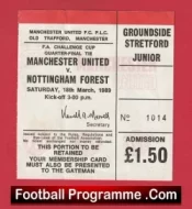 Manchester United v Nottingham Forest 1989 – QF Ticket