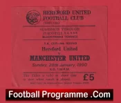 Hereford United v Manchester United 1990 – FA Cup Match Ticket