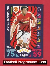 Manchester United Matteo Darmian Autograph Signed Football Card Man Utd