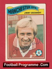 Manchester United Jimmy Greenhoff Autographed Signed Football Card Man Utd