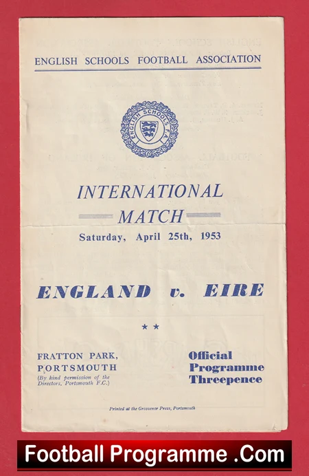 England v Ireland 1953 - Schoolboys Bobby Charlton Portsmouth - Image 2