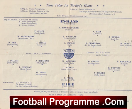 England v Ireland 1953 - Schoolboys Bobby Charlton Portsmouth - Image 3