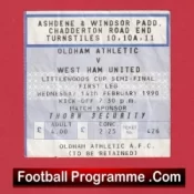 Oldham Athletic v West Ham United 1990 – Semi Final Ticket