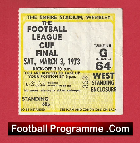 Tottenham Hotspur v Norwich City 1973 - League Cup Final Ticket - Image 2