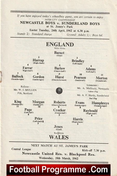 England v Wales 1963 - Schoolboys at Newcastle - Image 3