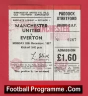 Manchester United v Everton 1987 – Football Ticket No 0267