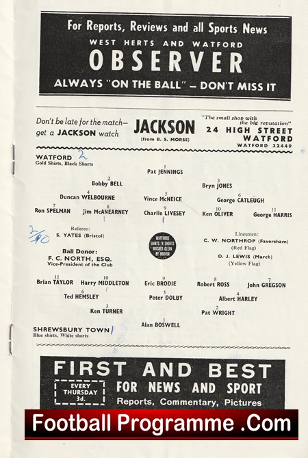 Watford v Shrewsbury Town 1964 - Image 3