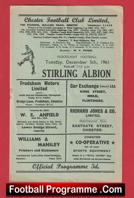 Chester v Stirling Albion 1961 - Floodlight Match - Image 2