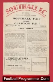 Southall v Clapton 1952 – 1950s Programme