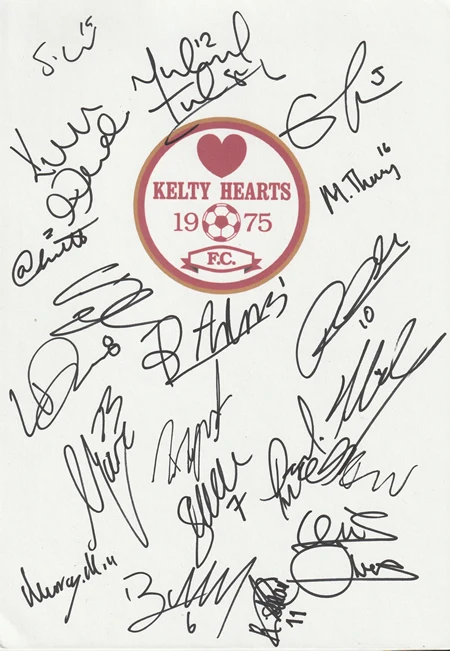 Kelty Hearts Football Team Multi Signed Autographed Sheet - Image 2