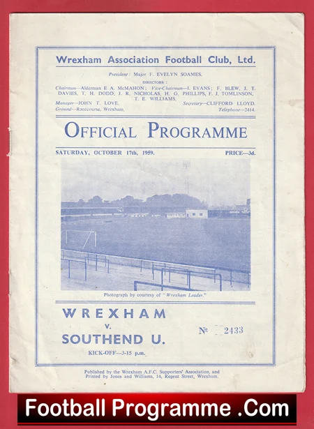 Wrexham v Southend United 1959 - 1950s - Image 2