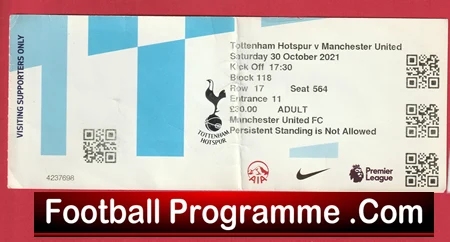 Tottenham Hotspur v Manchester United 2021 - Match Ticket - Image 2