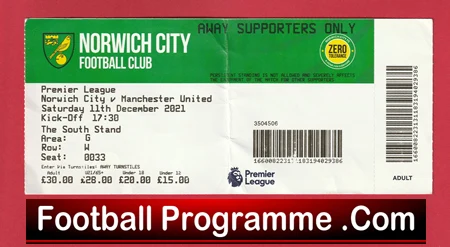 Norwich City v Manchester United 2021 - Match Ticket - Image 2