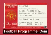 Manchester United v Arsenal 2001 – Match Ticket – Comp