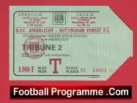 Anderlecht v Nottingham Forest 1984 – UEFA Cup Match Ticket Belgium