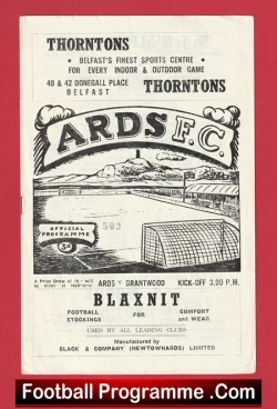 Ards v Brantwood 1960 - Ireland - football programme