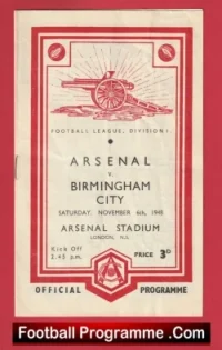 Arsenal v Birmingham City 1948 – 1940s Old Football Programmes