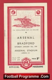 Arsenal v Bradford City 1948 – 1940s Old Football Programmes