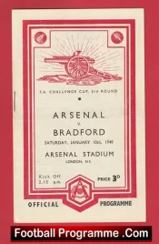 Arsenal v Bradford City 1948 – 1940s Old Football Programmes
