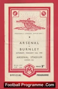 Arsenal v Burnley 1948 – 1940s Old Football Programmes