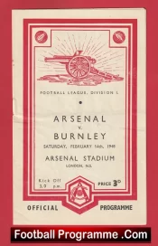 Arsenal v Burnley 1948 – 1940s Old Football Programmes